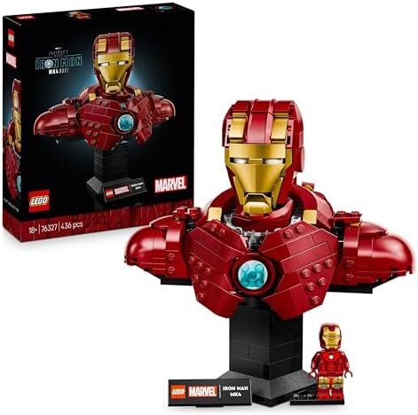 LEGO 76327 Marvel Iron Man Bust MK4 - Construction Set & Model Kit - Tony Stark Minifigure, Shoulder Rifles & Rotating Head - Avengers Collector Gift for Adult