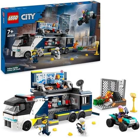 LEGO City Le Laboratoire de Police Scientifique Mobile, Cadeau pour Garçons et Filles Dès 7 Ans, Jouet de Quad avec Minifigurines d'Agents, Scientifique et Voleurs, Jeu de Rôles 60418