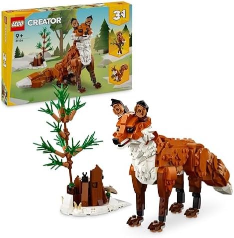 LEGO Creator 3-in-1 Forest Animals: Red Fox, Transformable Toy into Owl or Squirrel, Game and Decoration Set, Gift Idea for Boys and Girls from 9 Years Old 31154