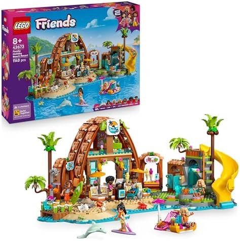 LEGO Friends Vacances à l'Hôtel de la Plage Building Game for Girls from 8 Years Aged 6 Mini Dolls, 1 Turtle, Dolphin Figure, Ice Cream Stand & Accessories - Animal Gift 42673