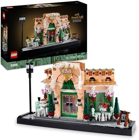 LEGO Icons Le café français – Construction for Adults in Paris – Parisian Architecture, Decorative Chairs, Flower Pots – Model Home or Office Decoration – Woman or Man Gift 10362