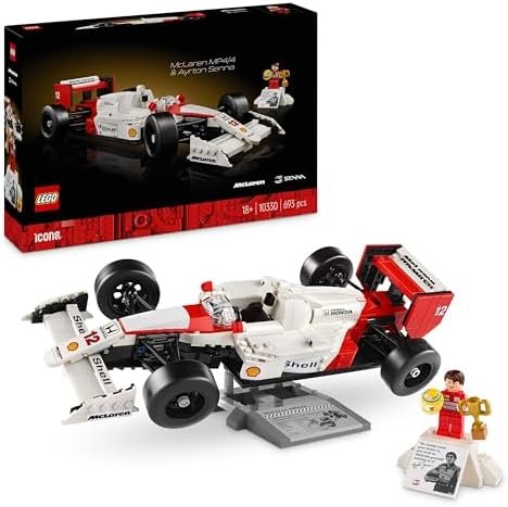 LEGO Icons McLaren MP4/4 and Ayrton Senna F1 Construction Set for Adults with Minifigure Birthday Gift Idea for Racing Car Fans 10330