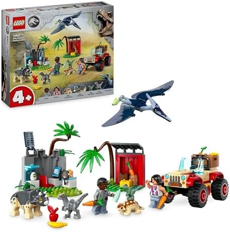 LEGO Jurassic World Le Centre de Sauvetage des Bébés Dinosaures, Jouet pour Enfants avec Figurines Triceratops, Ankylosaurus et Velociraptor, Cadeau pour Garçons et Filles Dès 4 Ans 76963
