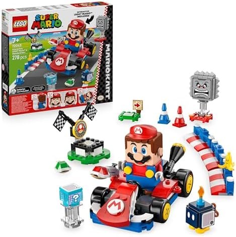 LEGO Mario Kart - Interactive Mario and Standard Kart - Circuit Game for Car with 3 Figures, Podium & Barriers - Gift for Boy, Girl & Video Game Fan from 7 Years Old 72043