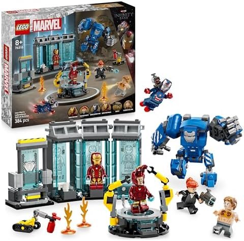 LEGO | Marvel Iron Man Laboratory: The Armor Room - Building Game with Robot and 5 Minifigures including Aldrich Killian & Robot Dum-E - Avengers Gift, Boy or Girl from 8 years old 76315
