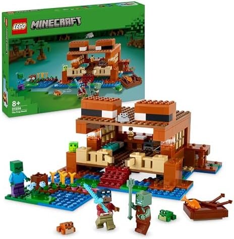 LEGO Minecraft Frog House Building Set with Boat, Animal Figures & Mobs - Accessories Including Making Table & Oven - Gift for Gamer, Boy or Girl 8 Years 21256