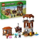LEGO Minecraft Outpost of Raiders and the Pest - Construction Toy - Articulated Figure with Biting Jaws & Village Fortress - Gift for Gamer Boy or Girl 9 Years 21278
