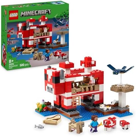 LEGO Minecraft The House of Champimeuhs - Construction Toy with Steve Figure, Mobs, Table and Farm - Gift for Gamer, Girl or Boy from 8 Years Old 21270