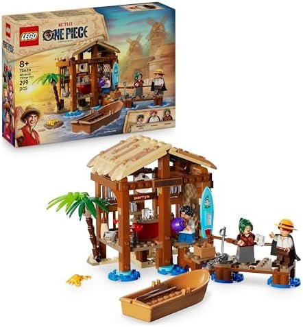 LEGO One Piece Le Bar du Village de Fuchsia - Jouet Bateau & Minifigurines de Luffy, Shanks, Makino - Accessoires Dont Affiche « Wanted » - Cadeau Anime pour Garçon ou Fille dès 8 Ans 75636