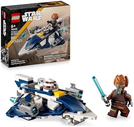 LEGO Star Wars 75400 The Clone Wars Plo Koon Jedi Hunter Microfighter Toy with 2 Stud Rifles Minifigure with Lightsaber Gift for Boys Age 6+ & Clone War Fans