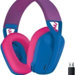 Logitech G 435 LIGHTSPEED & Bluetooth Wireless Gaming Headphones, Lightweight Over-Ear, Built-in Microphone, 18H Battery, Compatible with Dolby Atmos, PC, PS4, PS5, Mobile, Nintendo Switch – Blue
