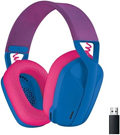 Logitech G 435 LIGHTSPEED & Bluetooth Wireless Gaming Headphones, Lightweight Over-Ear, Built-in Microphone, 18H Battery, Compatible with Dolby Atmos, PC, PS4, PS5, Mobile, Nintendo Switch – Blue