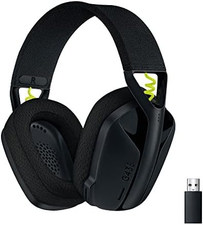 Logitech G 435 LIGHTSPEED & Bluetooth Wireless Lightweight Over-Ear Gamer Headset, Built-in Microphone, 18H Battery, Compatible with Dolby Atmos, PC, PS4, PS5, Mobile, Nintendo Switch – Black