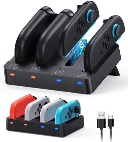 Magnetic Charging Dock for Nintendo Switch 1 and Switch 2 Controllers, Horizontal Charging Station for Joycon Switch 2 Controllers, Quick Charge Dock with LED Indicator Light