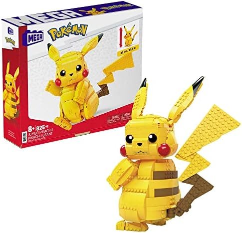 Mega Pokémon Action Pikachu Action Figure, 33 cm Articulated Building Brick Game for Kids and Adults, Collectible Pokemon Model with 825 Pieces, Toy for 8 Years Old and Up Kids, FVK81