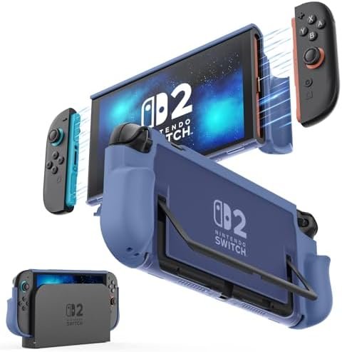 MoKo Housse pour Nintendo Switch 2 (2025), Étui de Protection pour Switch 2 avec Conception Joy-Con à Dégagement Rapide, Cadre en TPU et Dos en PC, Résistant aux Chocs et aux Rayures, Bleu