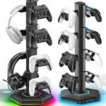 Multifunction Controller and Headset Stand with USB Ports, Detachable Hook for Cable Organizer, Storage Accessories Gaming Accessories for PS5/Xbox/Switch, Great Gift for Gamers