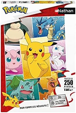 Nathan - Children's puzzle - 250 pieces - Types of Pokémon - Girls or boys from 8 years old - High-quality puzzle - Thick and durable cardboard - Animated - 86882