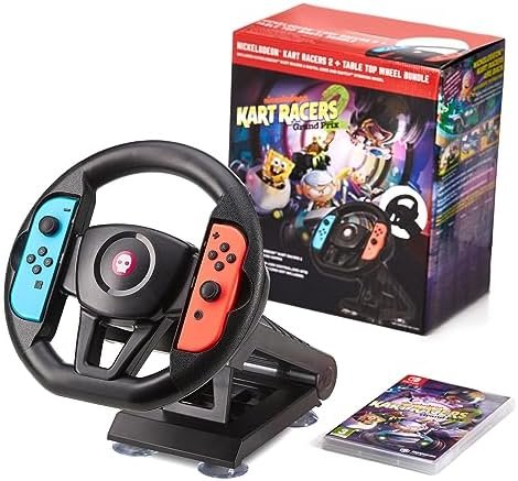 Nickelodeon Kart Racers 2 & Officiel Numskull Joy-Con Volant Deluxe Bundle – Jeu officiel Nintendo Switch, avec accessoires de volant de table pour console Switch