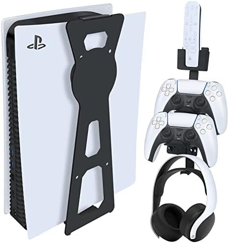 PS5 Wall Mount for PlayStation 5 Stable Wall Mount for Playstation 5 Wall Mount Kit 2 Brackets for Remote and Headset