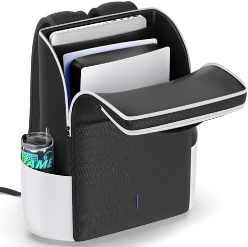 PS5/Slim/Pro Console Backpack, Full Protection PS5 Carrying Bag, Large Capacity Storage Bag for Two Controllers, PS Portal, Laptop, PS5 Accessory