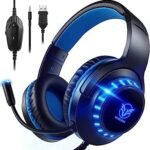 Pacrate Gaming Headset for PS4/PS5/Xbox/Nintendo Switch/PC, PS5 Headset Gamer Headset with Mic Headset PS4 Headset Xbox Stereo Surround Headset Switch, Blue