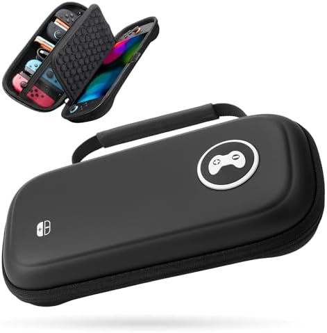 Pochette Housse pour Nintendo Switch 2 2025, design Amélioré pour l’Amortisseur en Nid d’Abeille, étui de pour Console Nintendo Switch 2 et Accessoires, avec 10 Poches pour Jeux (Noir)