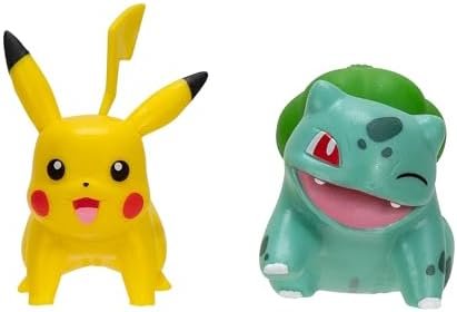 Pokémon 2 Pack First Partner Battle Figures - Bulbasaur & Pikachu 2-inch Battle Figures with Authentic Detail
