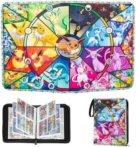 Pokemon Card Binder, 50 Pages Card Binder, 400 Pockets Cards Album Card Holder, Portable Waterproof Collection Album for Cards, A Gift for Boys and Girls