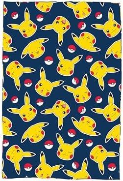 Pokemon Fleece Blanket | Super Soft and Warm Pikachu and Pokéball Blanket | Perfect for Home, Bedroom, Sleepovers and Camping | Size 100 x 150 cm | Blue