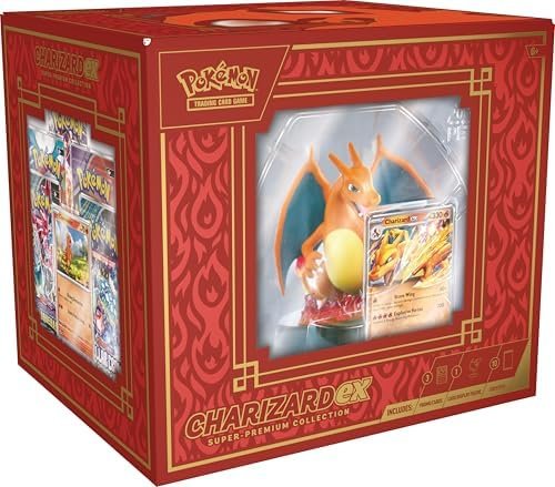Pokémon TCG: Charizard ex Super-Premium Collection (3 Aluminum Cards, 1 Card Display Figure and 10 Boosters)