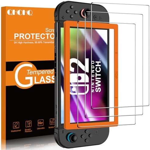 QHOHQ Tempered Glass for Nintendo Switch 2 [7.9 Inch] Model 2025, Military Grade Screen Protector, [Full Coverage], Ultra Top 9H + HD Glass Film [3 Pieces]