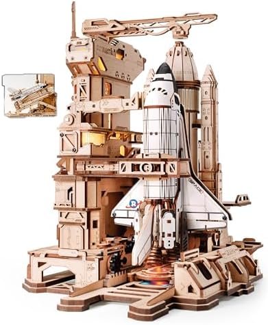 ROKR LKA02 Wooden Space Shuttle 3D Puzzle Building Wooden Model Birthday Gifts for Children and Adults Space Shuttle