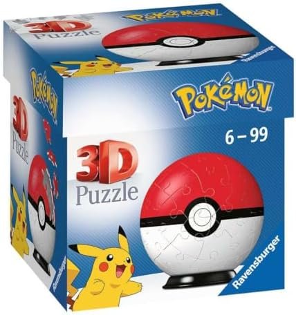 Ravensburger - 3D Ball Puzzle - Pokemon Poké Ball - Ages 6+ - 54 numbered pieces to assemble without glue - Collectable - Stand Included - 11256