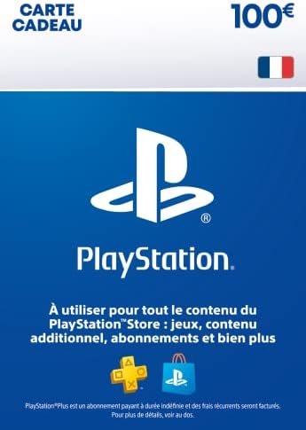 Sony PlayStation Store, Carte Cadeau PSN, Valeur 100 EUR, Compte Français, Code de Téléchargement (PS5/PS4/PS3/PS Vita)