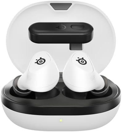 SteelSeries Arctis GameBuds for PlayStation - Wireless Gaming Earphones - 2.4GHz + BT 5.3, ANC/Transparency, IP55 Water Resistant, 40H Battery, Wireless Charging, PS5, PC, Switch 2 - White