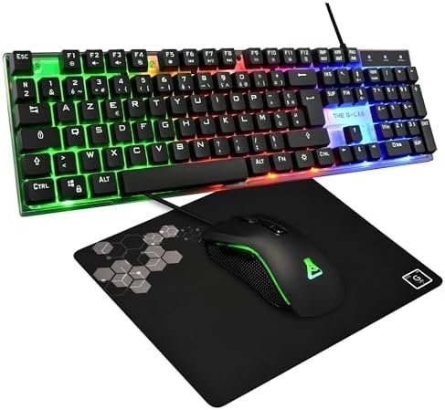 THE G-LAB - Yttrium Combo - Azerty RGB Gaming Pack, 105 Keys Gamer Keyboard and 19 Anti-ghosting Keys - 2400 Dpi Gamer Mouse - Gaming Mouse Pad - Pc Ps4 PS5 - New