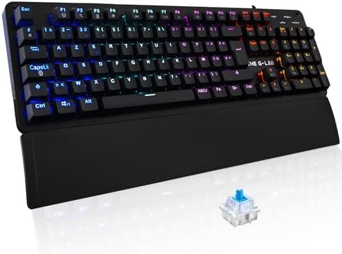 The G-Lab - Keyz Carbon E Ultra Precise Azerty Blue Switches Mechanical Gamer Keyboard - 16 Backlight Effects - Magnetic Wrist Rest - Compatible with PC PS4/PS5 Xbox One/Series X - New