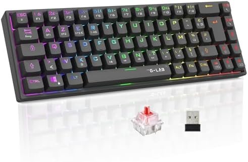 The G-Lab - Keyz Titanium WL - Wireless Gaming Keyboard 65% AZERTY FR- Mechanical Keyboard Switch Red, RGB 100% Customizable, Programmable Macros - Wireless PC, PS4, PS5, Xbox – Black