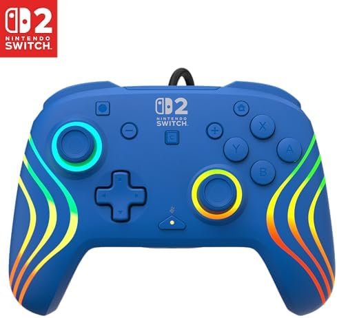 Turtle Beach Afterglow Wave Bleu Manette de gaming RGB filaire Sous licence officielle pour Nintendo Switch 2