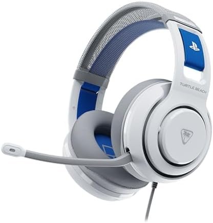 Turtle Beach Atlas 200 Blanc PlayStation Casque de Gaming filaire sous licence officielle pour PlayStation w/transducteurs Nanoclear de 50 mm pour PS5 et PS4