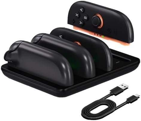 WFTE 4 in 1 Charger Charging Station for Nintendo Switch 2 2025 Joy Con, Joy-Con Charging Station for Controllers Dock with LED Indicator, USB Type-C