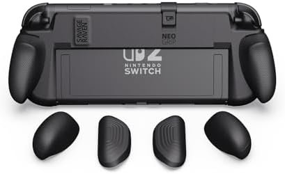 by Skull & Co. NeoGrip for Nintendo Switch 2: an Ergonomic Grip Hard Shell Handheld Case with Replaceable Grips [to fit All Hands Sizes] [No Carrying Case] - Black