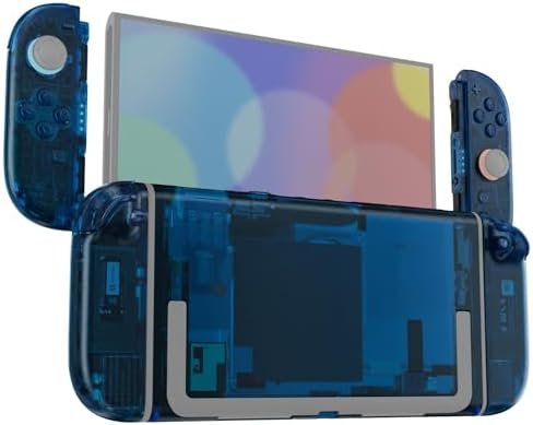 eXtremeRate Switch 2 Joycon Case with Full Set of Buttons & Back Plate Shell for Nintendo Switch 2, DIY Replacement Accessories - Transparent Blue