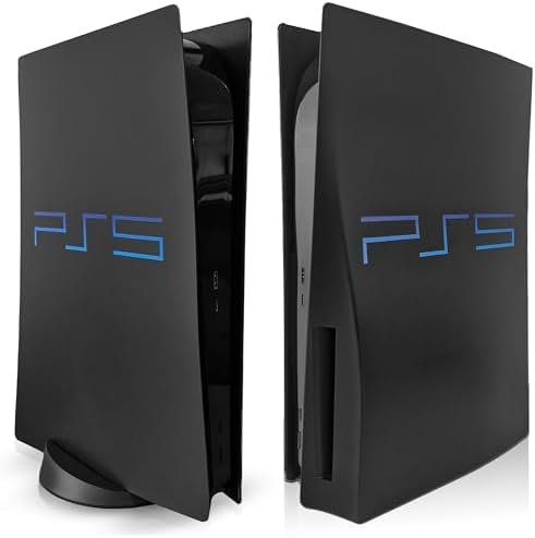 ps5 faceplate faceplate side plates for playstation 5 disc edition console replacement accessories black plate anti scratch dust skin protection (Retro Disc Edition)