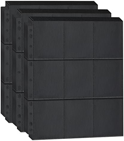 Card Sleeves, Double Page Card Protector, 11 Holes, Transparent Card Game Card Holder Set, Trading Card Accessories (Black Transparent, 80 Sheets 1440 Pockets)