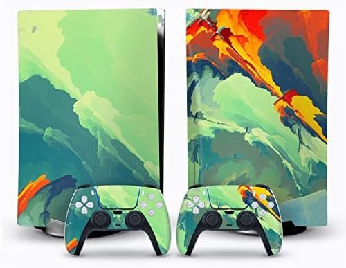 Peau Décalcomanie Console pour PS 5 Édition Disque 2 Contrôleurs Enveloppes Couverture Vinyle Version Disque pour PS5 32085 sans Bulles sans Mousse Anti-Rayures