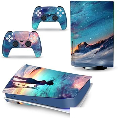 Peau Décalcomanie Console pour PS 5 Édition Disque 2 Contrôleurs Enveloppes Couverture Vinyle Version Disque pour PS5 05300 sans Bulles sans Mousse Anti-Rayures
