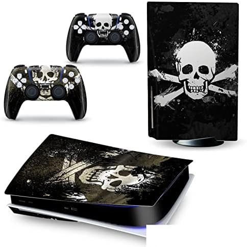 Peau Décalcomanie Console pour PS 5 Édition Disque 2 Contrôleurs Enveloppes Couverture Vinyle Version Disque pour PS5 25169 sans Bulles sans Mousse Anti-Rayures
