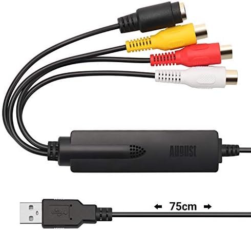 August VGB350 - USB Digital Analog Audio Video Converter - Transfer VHS Mini DV Hi8 DVD K7 to PC, SECAM/PAL, Software Included, Convert From VCR & Camcorder